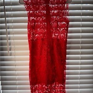 Elegant Red Lace Dress